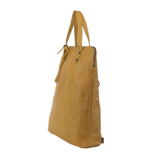Bolso Mochila Piel Mostaza