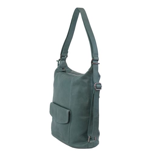 Bolso Mochila Piel Verde Agua